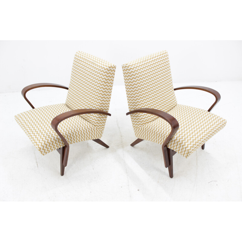 Set of 2 vintage easy chair in oakwood for Tatra Pravenec - 1960s