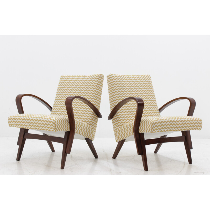 Set of 2 vintage easy chair in oakwood for Tatra Pravenec - 1960s