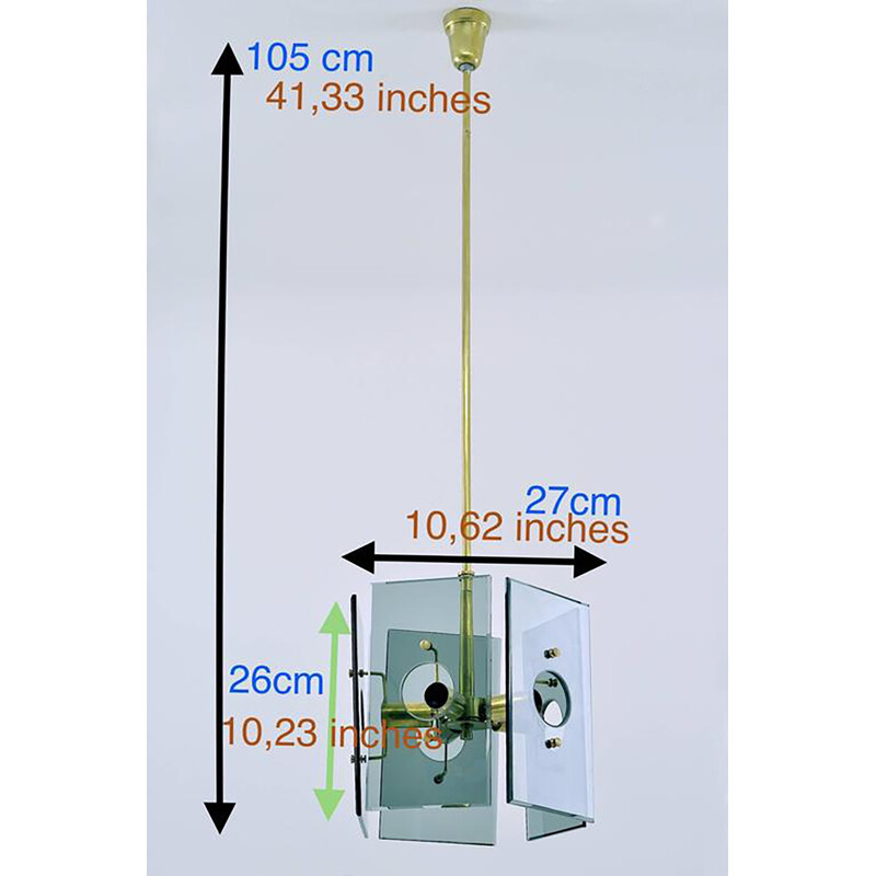 Vintage glazen hanglamp van Gino Paroldo voor Fontana Arte, 1970
