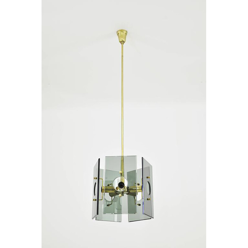 Vintage glazen hanglamp van Gino Paroldo voor Fontana Arte, 1970