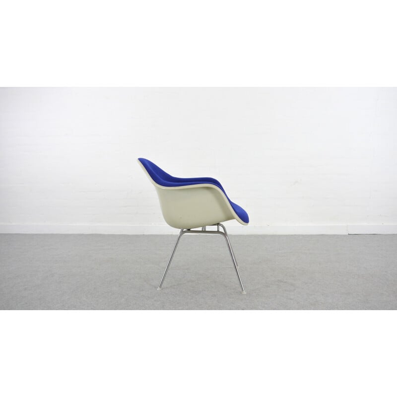 Blue vintage armchair with low H-Base by Charles Eames for Herman Miller - 1970s