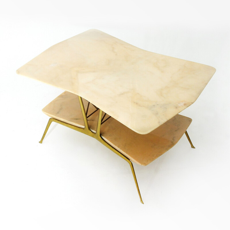 Italian coffee table in  brass and marble - 1950s