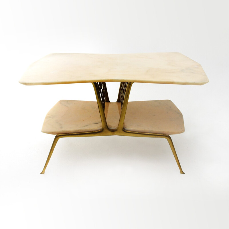 Italian coffee table in  brass and marble - 1950s