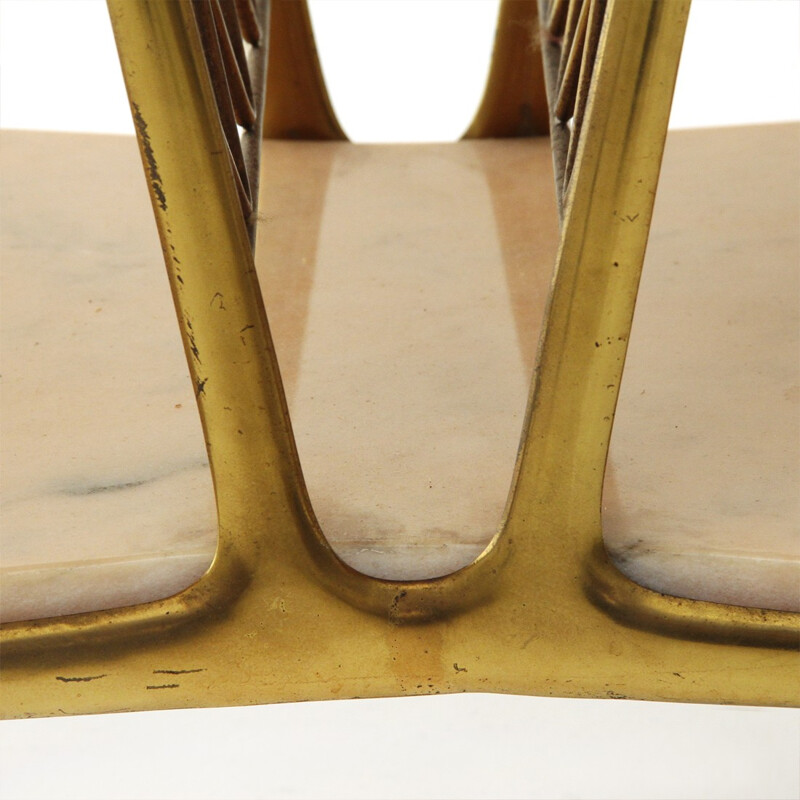 Table basse italienne en laiton et marbre - 1950