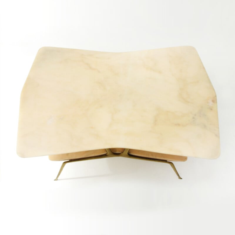 Italian coffee table in  brass and marble - 1950s