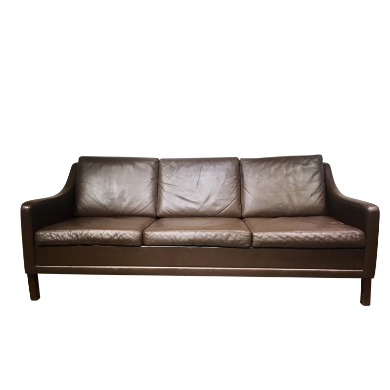 Vintage 3-seater danish sofa in leather - 1960s