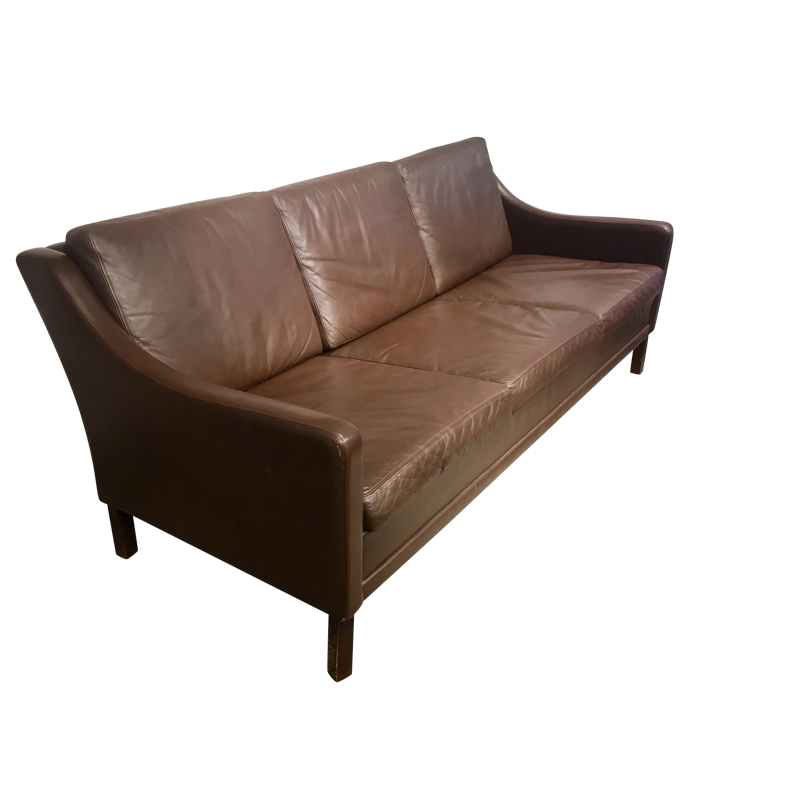 Vintage 3-seater danish sofa in leather - 1960s