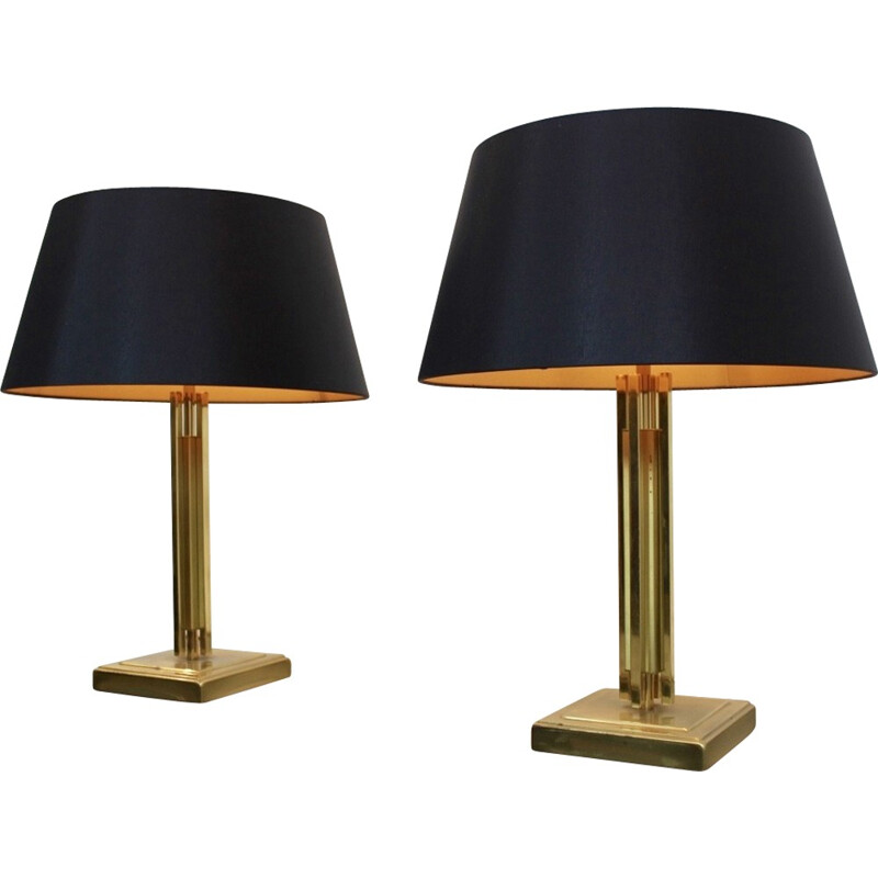 Set of 2 table lamps vintage in brass by Gaetano Sciolari - 1970s