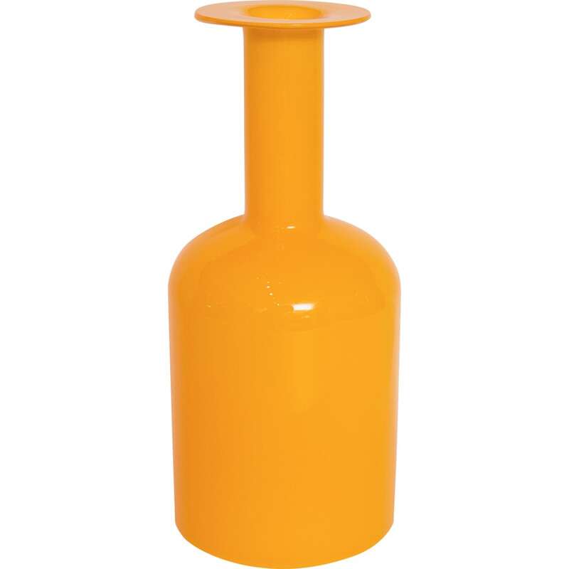 Vintage yellow vase in glass by Otto Brauer for Holmegaard - 1960s