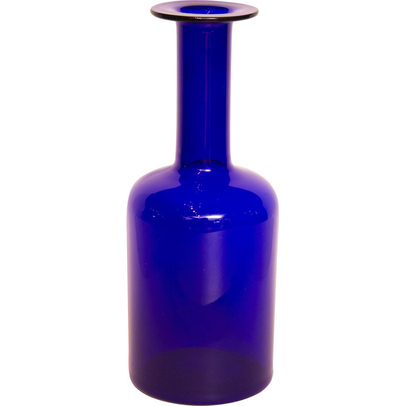 Vintage blue vase in glass by Otto Brauer for Holmegaard - 1960s