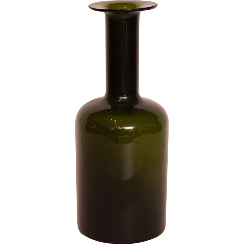 Vase vintage vert en verre par Otto Brauer pour Holmegaard - 1960