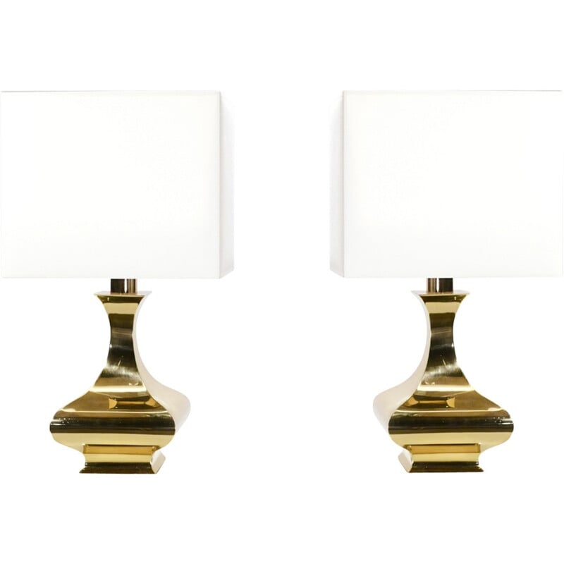 Pair of vintage table lamps in brass by Maria Pergay - 1970s
