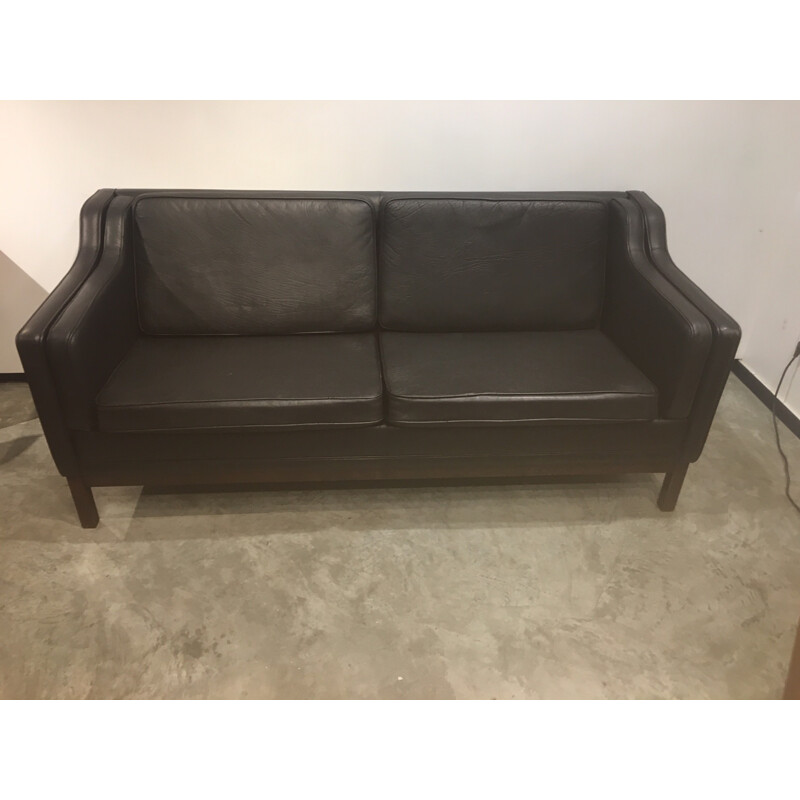 Vintage 3-seater sofa in leather - 1960s