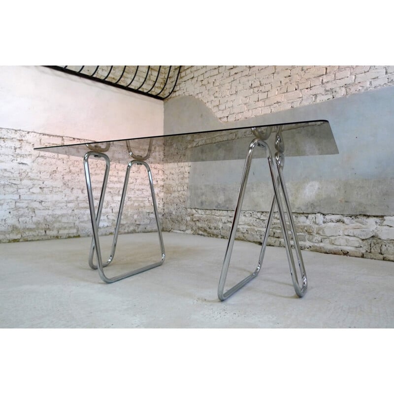 Vintage desk in metal and glass - 1970s