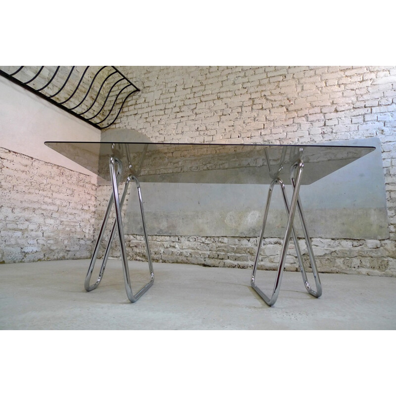 Vintage desk in metal and glass - 1970s