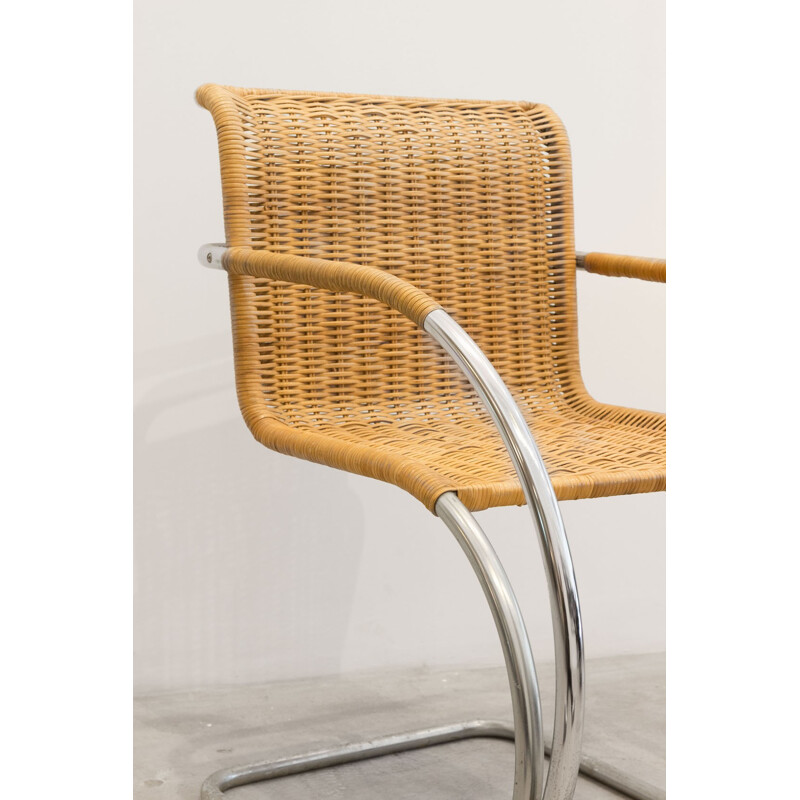 Vintage desk chair in steel by Mies Van Der Rohe - 1990s