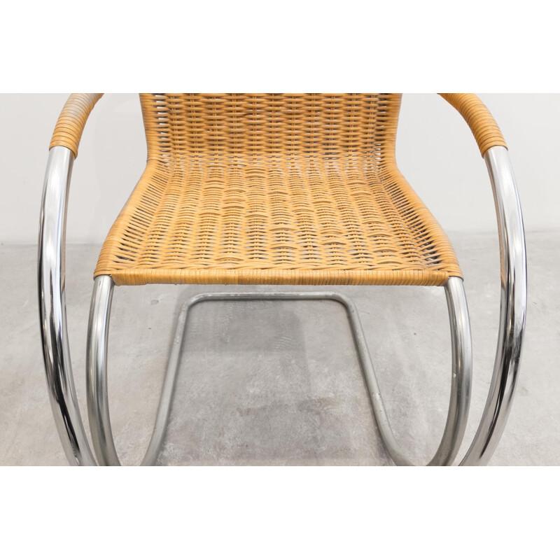 Vintage desk chair in steel by Mies Van Der Rohe - 1990s