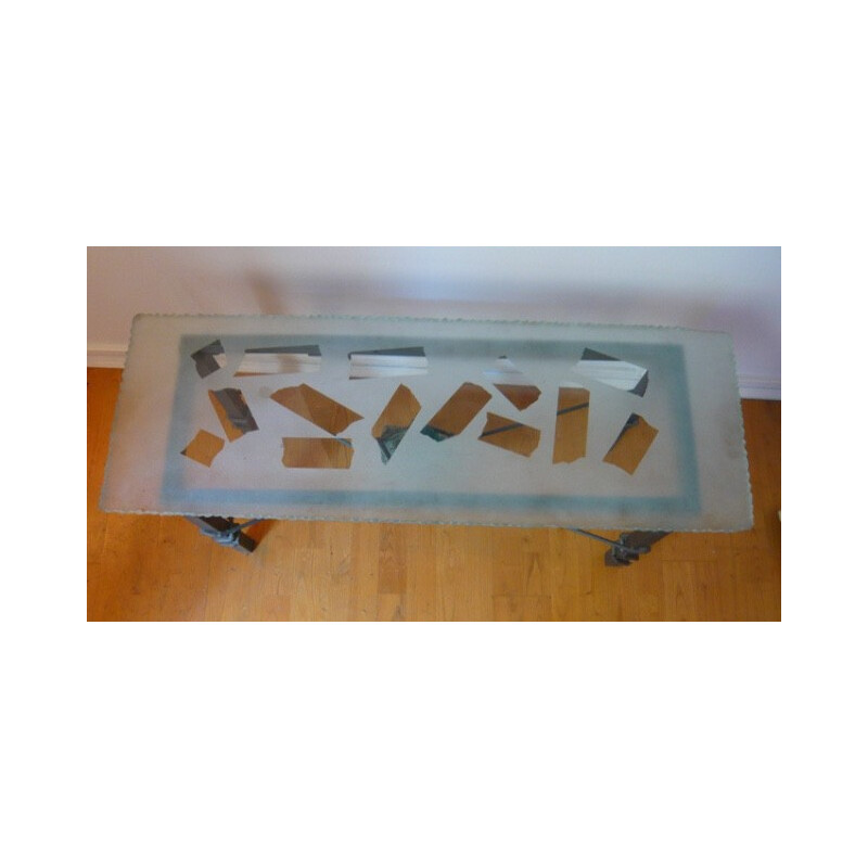 Table basse vintage rectangulaire en verre par Marco de Gueltz - 1990