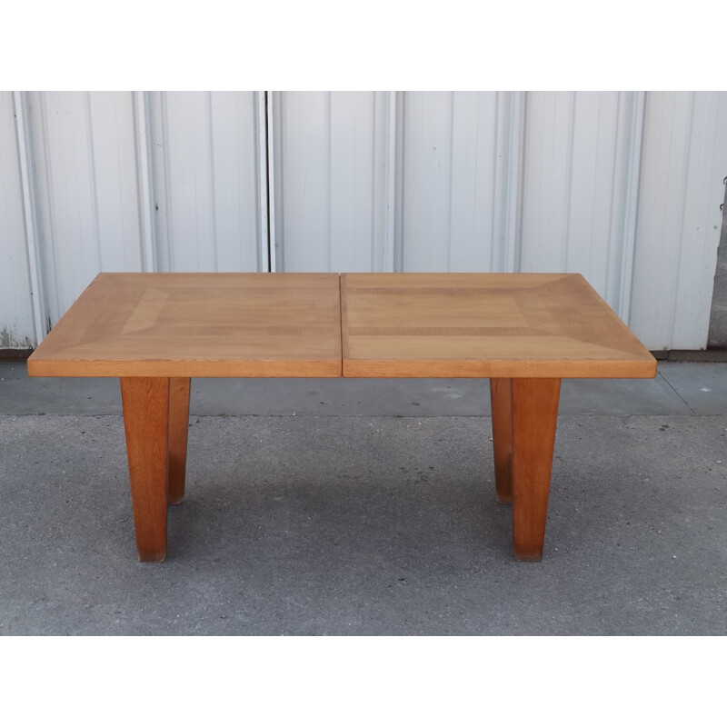 Vintage oak dining table by Guillerme and Chambron - 1950s