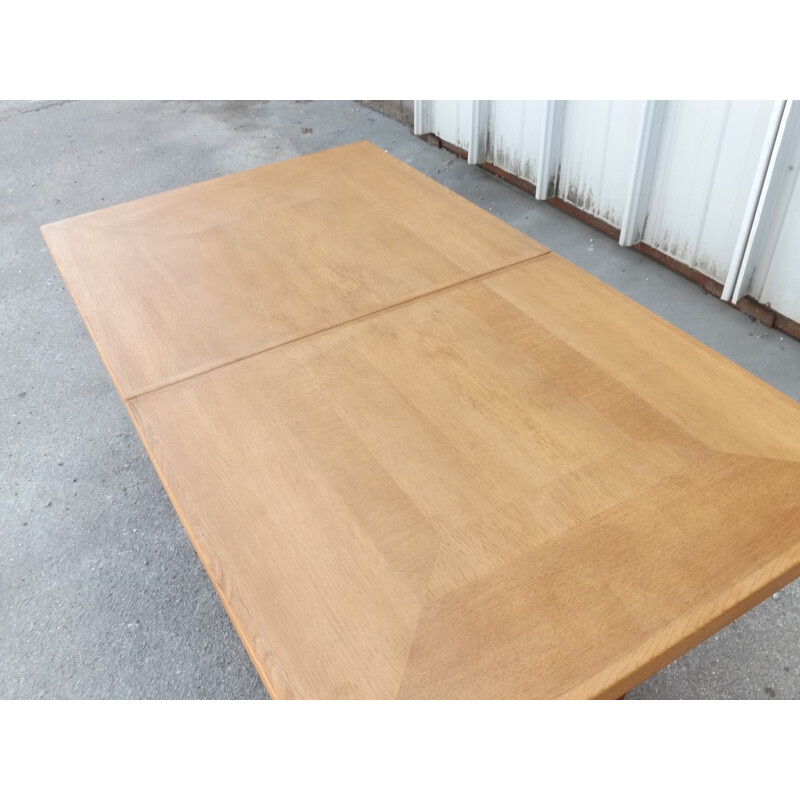 Vintage oak dining table by Guillerme and Chambron - 1950s