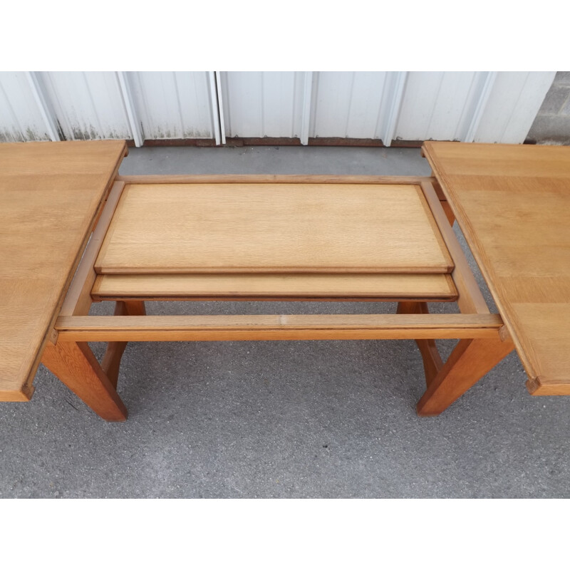 Vintage oak dining table by Guillerme and Chambron - 1950s