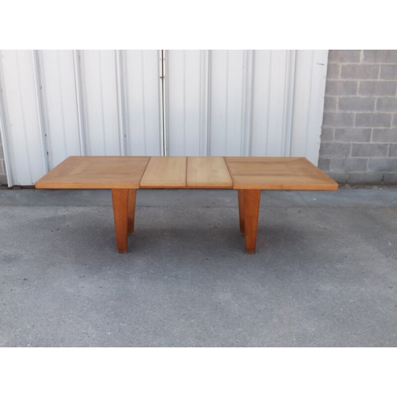 Vintage oak dining table by Guillerme and Chambron - 1950s