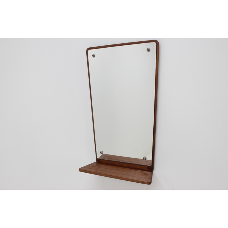 Danish vintage wall mirror in teak with shelf by Jansen Spejle - 1960s. 