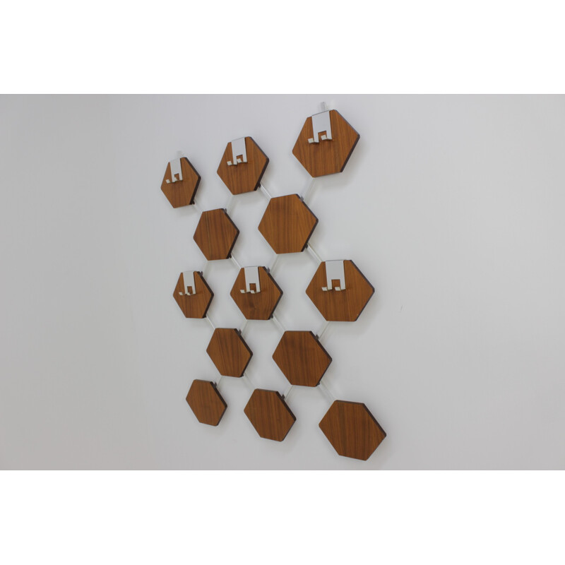 Vintage danish wall rack coat in Teak - 1970s