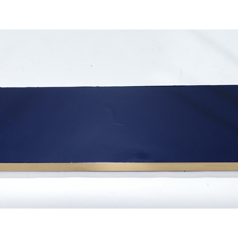 Lacquered blue console in brass by J.C. Mahey for Maison Romeo - 1970s