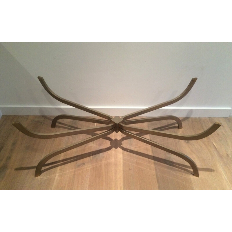 Vintage steel and smoked glass coffee table, 1960