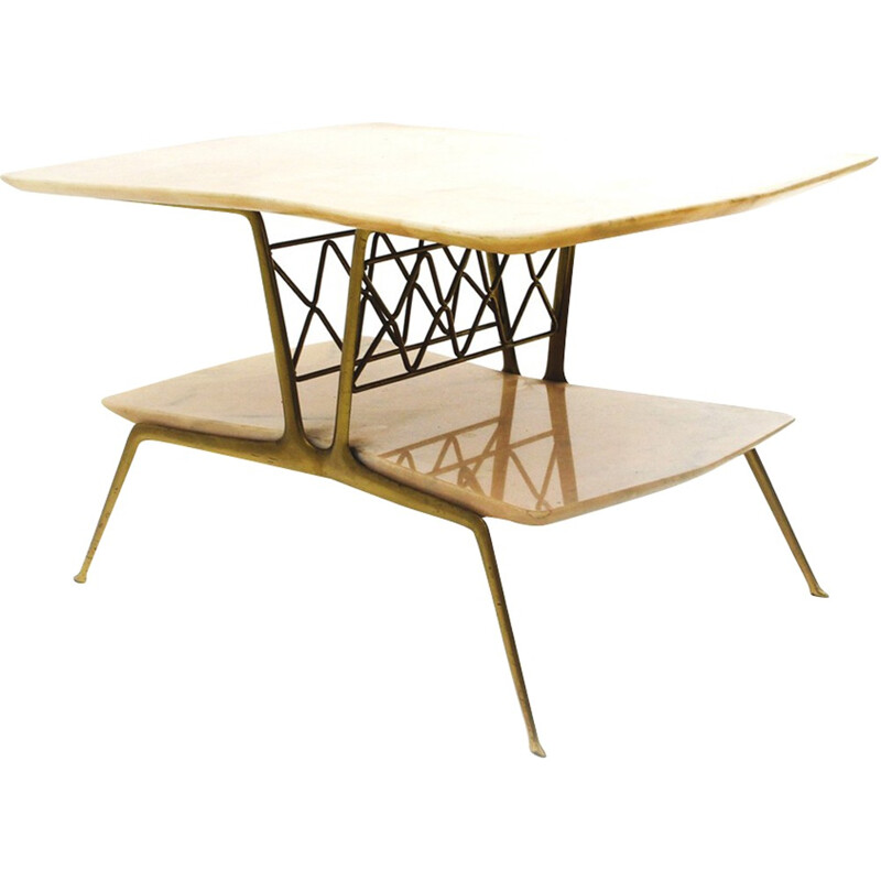 Italian coffee table in  brass and marble - 1950s
