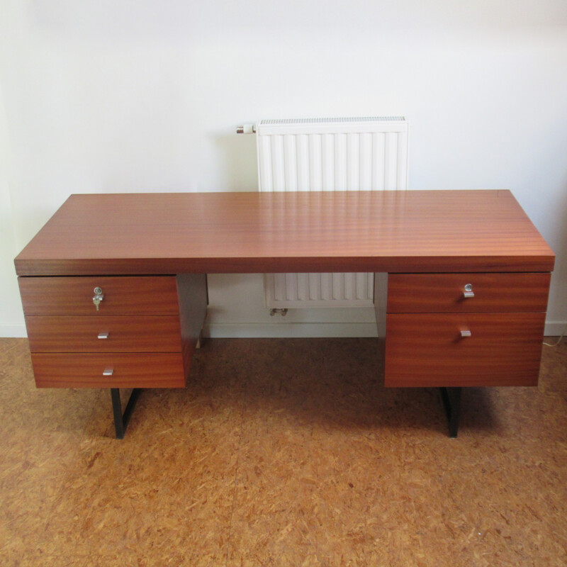 Vintage desk in mahogany by Pierre Guariche for Meurop - 1960s