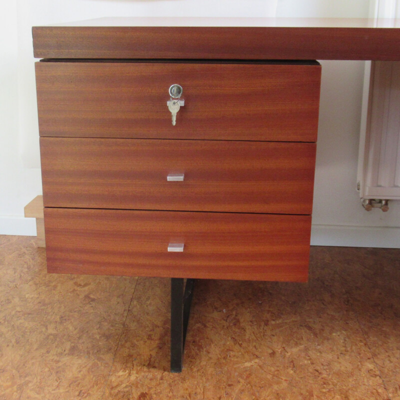 Vintage desk in mahogany by Pierre Guariche for Meurop - 1960s