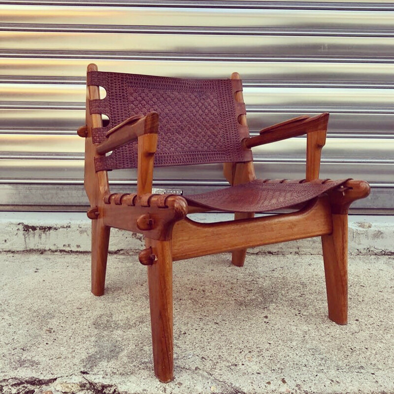 set of 2 armchairs and a footstool vintage by Angel Pazmino - 1960s