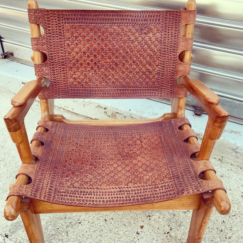 set of 2 armchairs and a footstool vintage by Angel Pazmino - 1960s