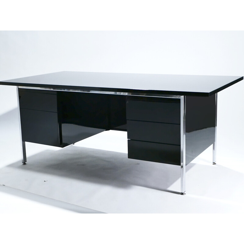 Bureau vintage en laque et chrome Florence Knoll - 1950