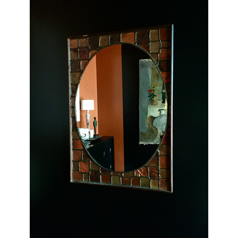 Miroir rectangulaire vintage par Line Vautrin - 1960