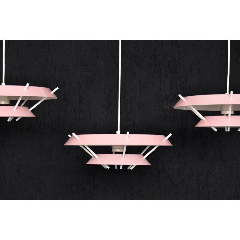 Suspension Vintage bj-metal vintage en porcelaine en rose et blanc - 1960