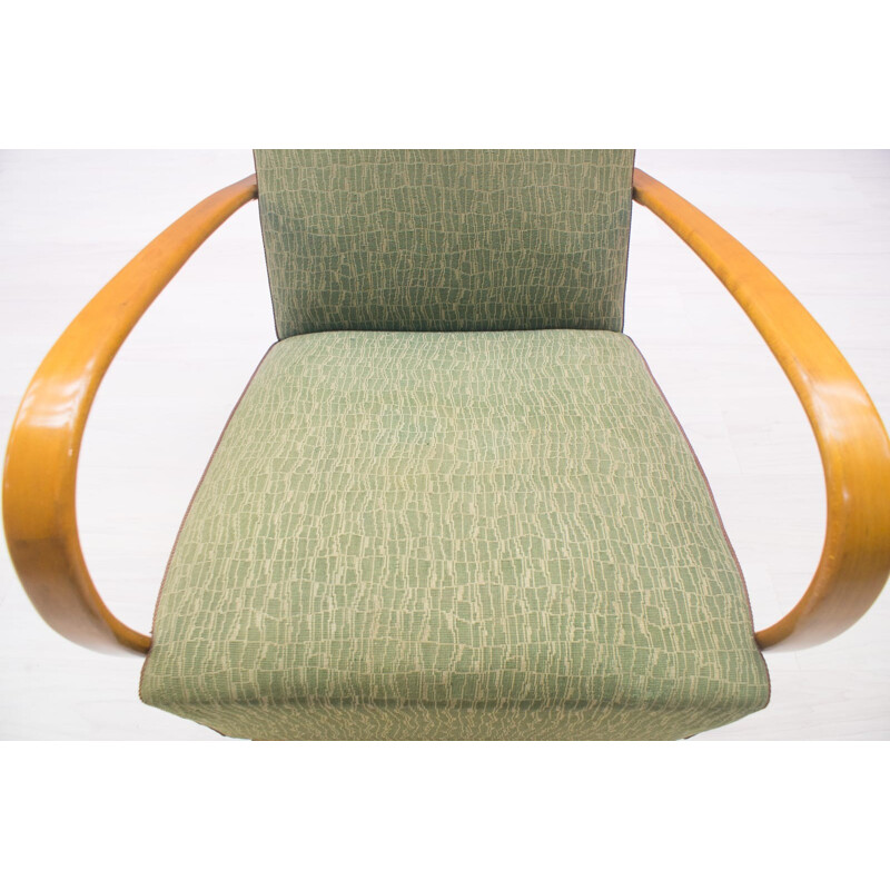 Set of 2 green armchairs by Jindřich Halabala for UP Závody - 1930s