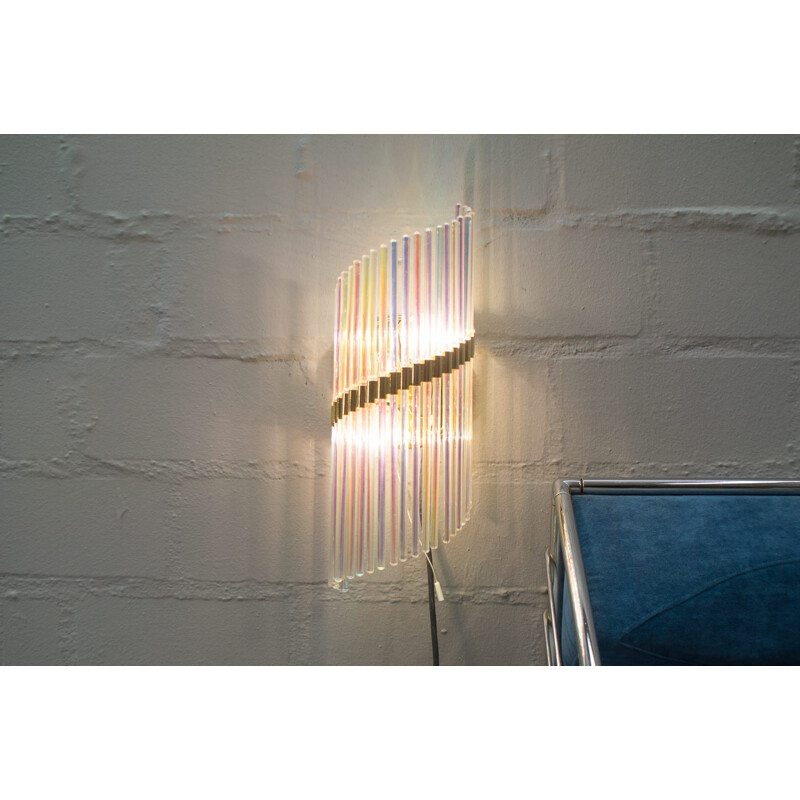 Set of 4 Wall Sconces with Fluorescent Glass Tubes - 1970s