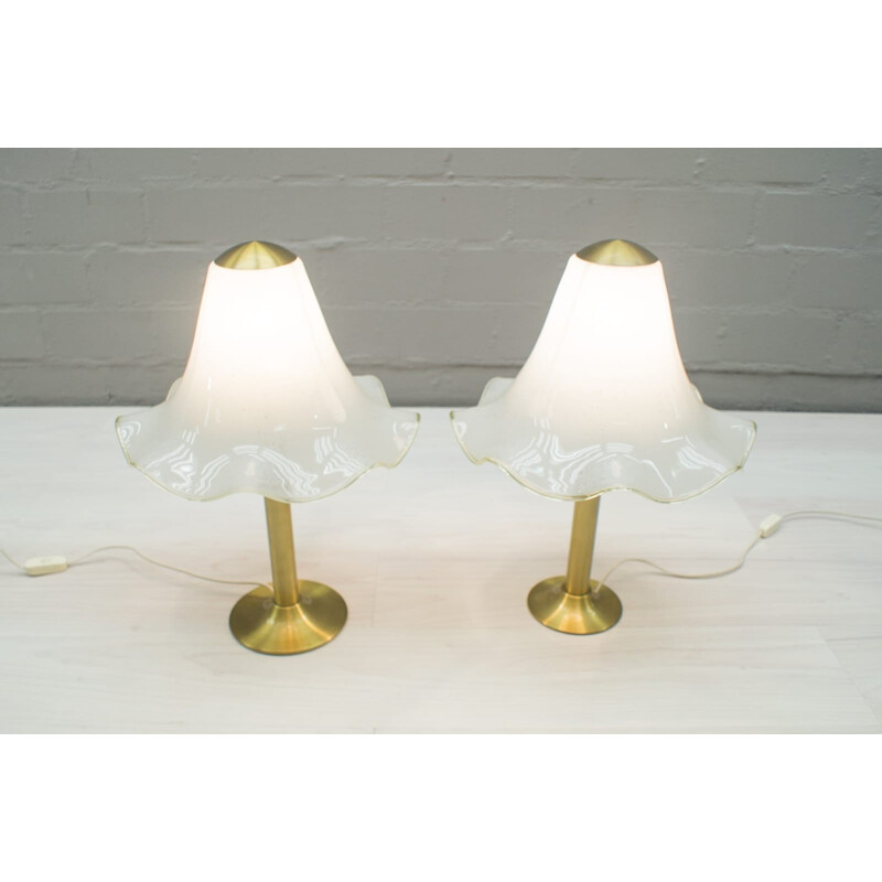 Set of 2 Table Lamps in Glass by Doria - 1960s