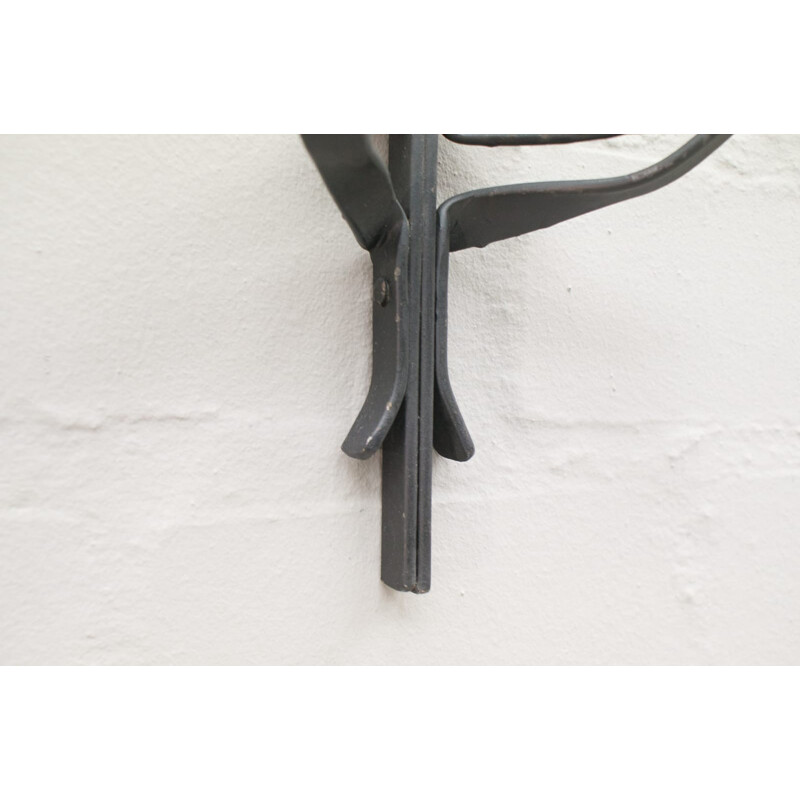 Set of 4 Wall Mounted Candleholders in Hand-Forged Iron - 1950s
