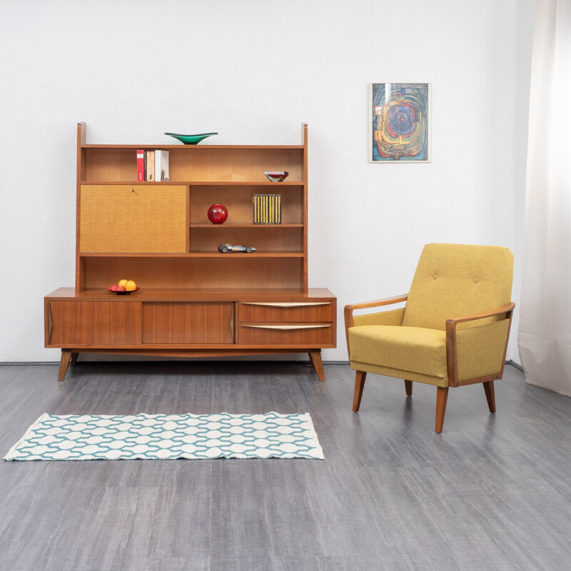 Large vintage sideboard in walnut and maple - 1950s