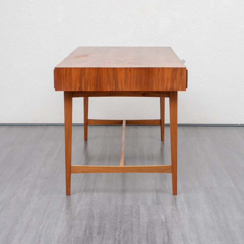 Large vintage desk in walnut with 3 drawers - 1950s