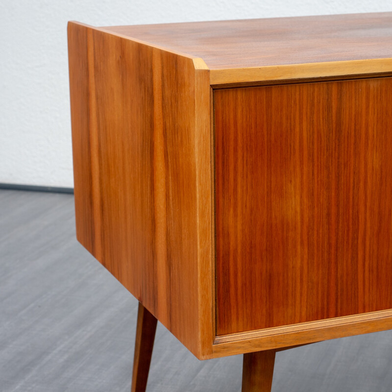 Vintage Walnut desk with drawers with brass handles - 1960s