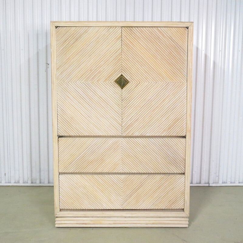 Vintage Bamboo cabinet with brass detail - 1970s