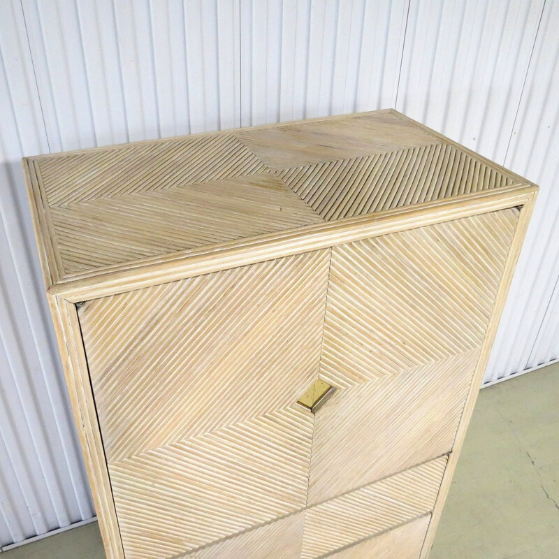Vintage Bamboo cabinet with brass detail - 1970s