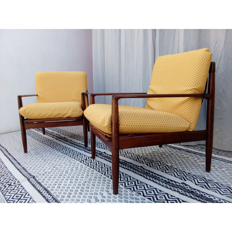 Set of 2 Vintage Teak Armchairs by Grete Jalk - 1950s