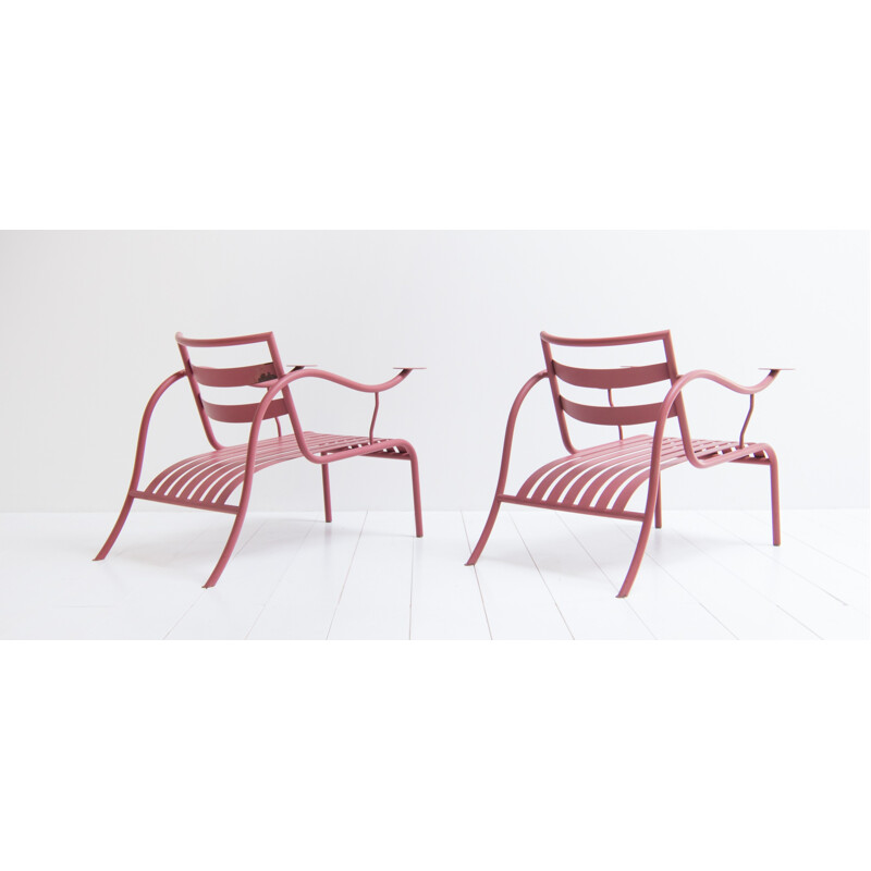 Set of 2 "Thinking man" pink armchairs by Jasper Morrison - 1980s