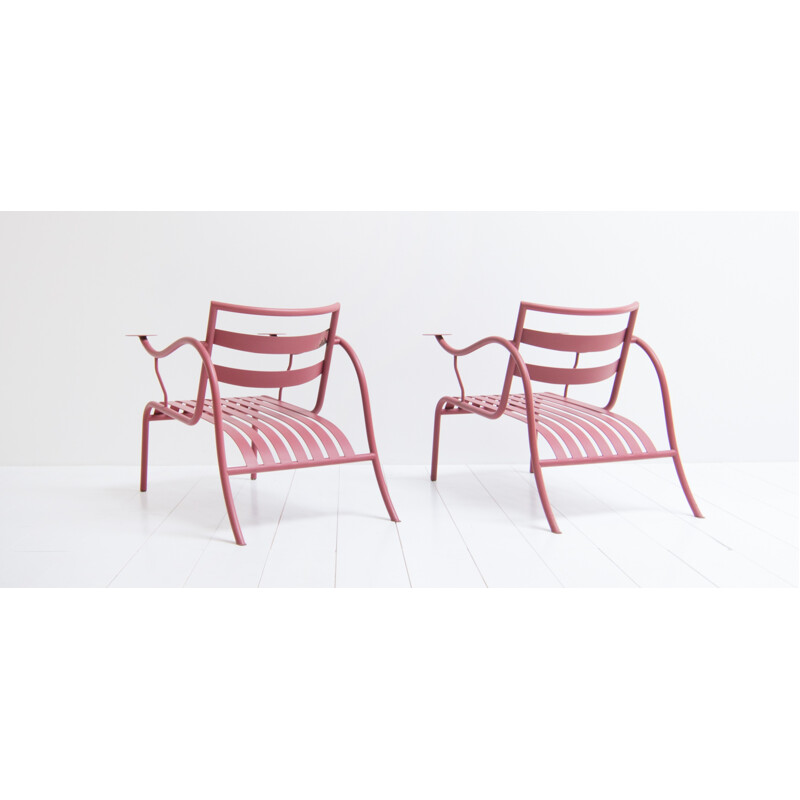 Set of 2 "Thinking man" pink armchairs by Jasper Morrison - 1980s